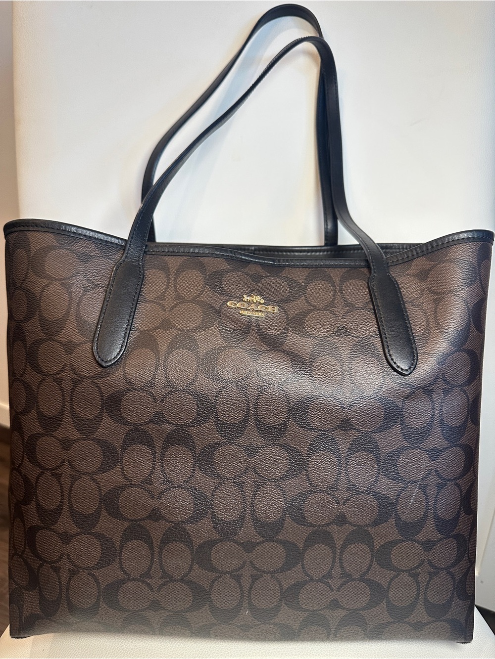 COACH Brown Signature Canvas Tote Bag